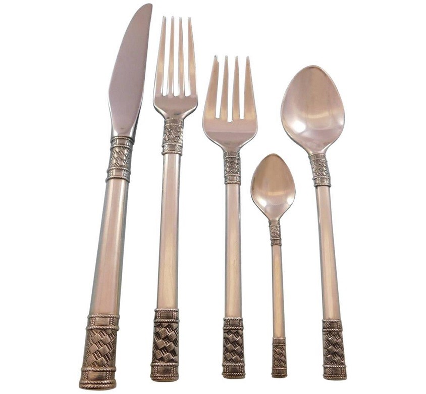 Aegean Weave Plain by Wallace Sterling Silver Flatware Set for