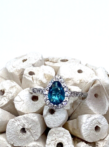 Bomb Party Ring Band Sz 10 Aquamarine Blue Topaz Pear Shape Jewelry Lab Creat