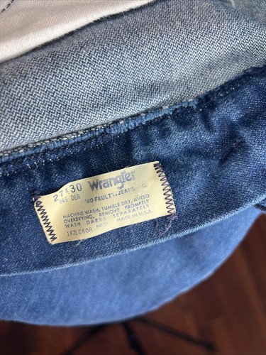 Vintage Wrangler No Fault Jean 27X30 USA Denim Pants 945DEN Dark Wash Talon - Picture 9 of 9