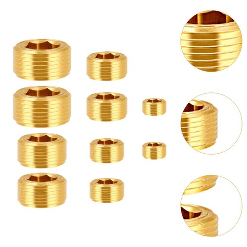 10Pcs Brass NPT Plug Assortment Kit Industrial Use Male Thread Pipe Plug Set - Picture 6 of 7