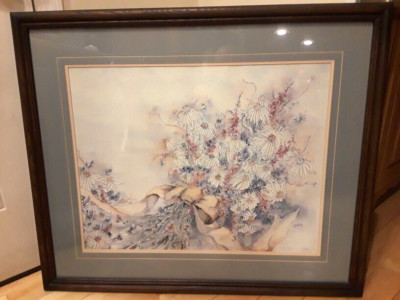 Vintage Large & Stunning Chaton Rymer Watercolor print signed - ''Touch of Joy''