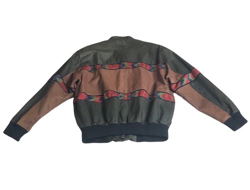Vintage Adler Jacket Men L Leather Aztec Bomber Zip Southwestern Western 90s Y2K - Picture 15 of 23