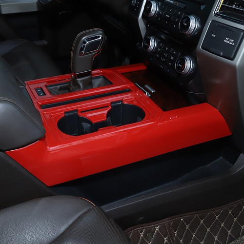 Panel de cambio de marchas de consola portavasos cubierta marco de ajuste para Ford F150 2015-2020 rojo - Imagen 5 de 8