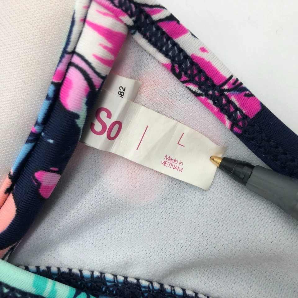 So Bikini Top Blue Pink Underwire Molded Cups Floral Tropical Pink Blue L - Image 3 of 4