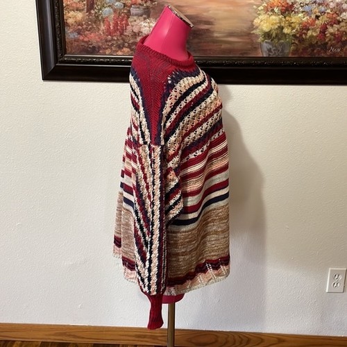 NEW! NWT! Umgee USA Long Sleeve Oversized Sweater Navy Red Tan Multicolor - Bild 4 von 8
