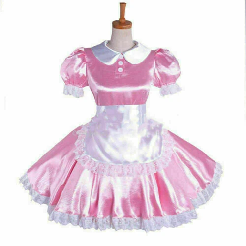 pink sissy Maid Satin Dress lockable Tailor-made - Picture 1 of 3