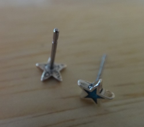 Pendientes pequeños de plata de ley de 6x6 mm azul turquesa estrella tachuelas postes - Imagen 5 de 7