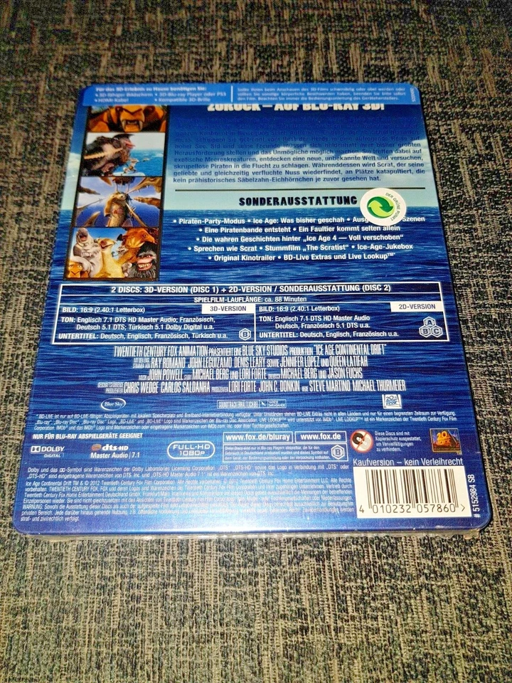 Ice Age 4 3D+2D Blu-Ray Media Market Lenticular Exclusive Steelbook New & Sealed - Image 2 of 2