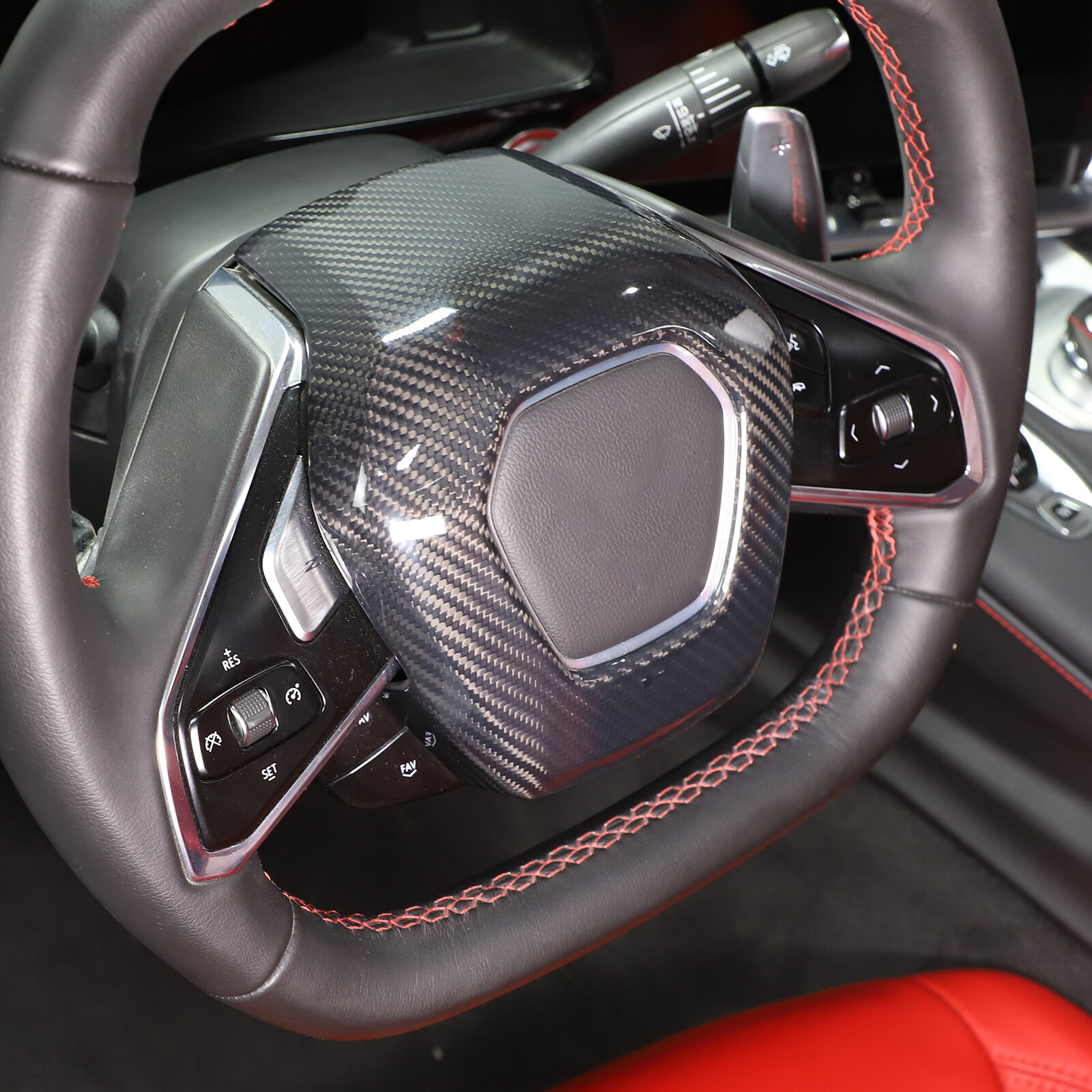 Real Carbon Fiber Steering Wheel Center Surround Cover For Corvette C8