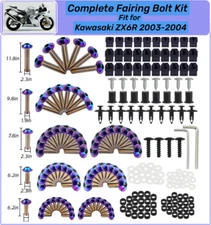 Complete Purple-blue Fairing Bolt Kit Plastic Screws for 2003 2004 Kawasaki ZX6R