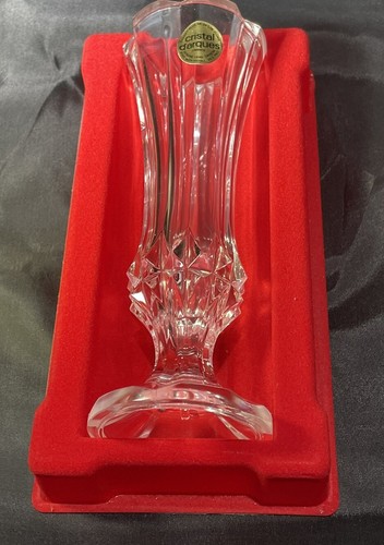 Vintage New Cristal D’ Arques France Lead Crystal Vase 7.6” Made France Set Of 2 - Picture 4 of 4