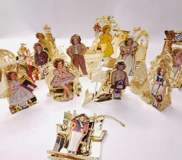 Danbury Mint Shirley Temple Gold Christmas Ornaments Complete Set in Box