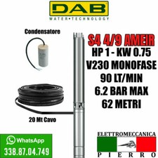 POMPA SOMMERSA X POZZI 4" DAB S4D-9 S4 4-9  HP1 V230 CONDENSATORE + CAVO 20MT