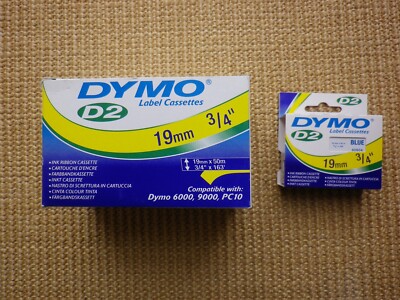 Dymo D2  60604  Farbbandkassette Blau 19mm 50m Dymo 6000 9000 PC10 Esselte NOS