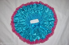 Toddler Baby Girls Skirt BRIGHT TURQUOISE TUTU Hot Pink Trim TWO LAYERS Size XS