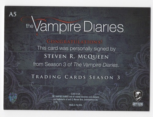 Steven R. McQueen as Jeremy Gilbert VAMPIRE DIARIES Season 3 Autograph Card #A5 - Picture 2 of 2