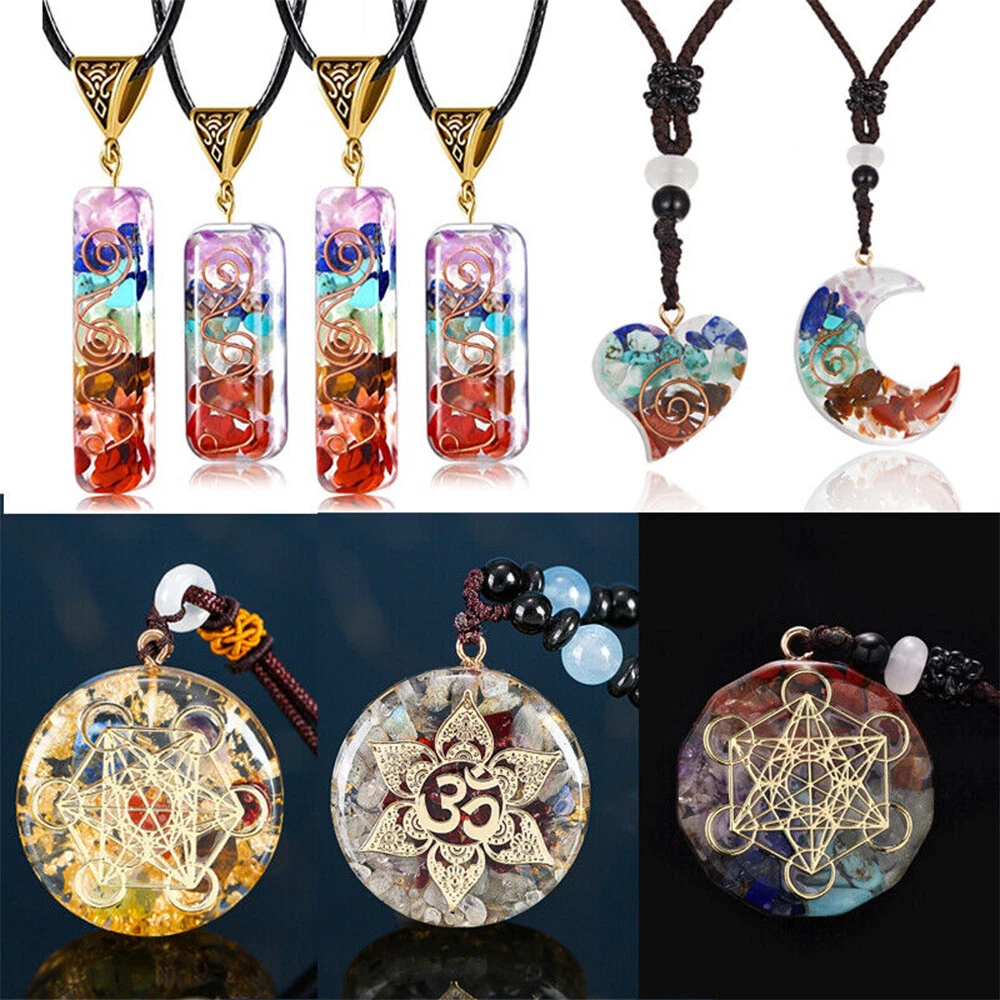 Natural Orgonite Stones Pendant Crystal Healing Chakra Energy Orgone  Necklace