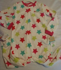 CARTERS Girls Size 4 Fleece Footed One piece Zip Front Star Sleepwear NWT