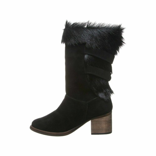 Bearpaw Madeline Women's Heeled Goat Fur Fleece Lined Boot Black 10 Medium - Picture 3 of 3