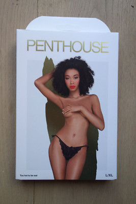 PENTHOUSE Too hot to be real schwarz Gr.L/XL - Crotchless lace panties - NEU OVP