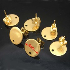 Stainless Steel Round Earring Posts/Base/Studs/Settings with Back 8mm for Dangle