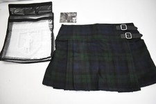 Damn Near Kilt 'Em Womens Victoria 16" Pleated Skirt Green Black Tartan Large