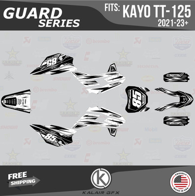 Graphics Kit for Kayo Pit Bike TT 125 TT 140 (2021+) Guard - WHITE