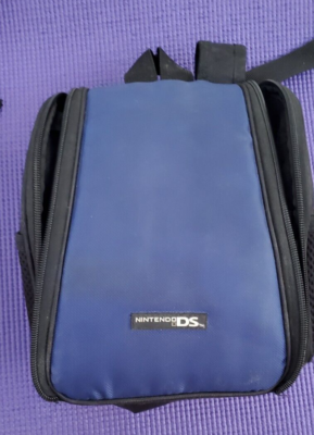 Official Nintendo DS Backpack Carrying Case Bag-Black BLUE 7.5x7.5