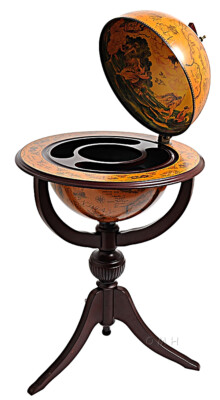 Globe Hidden Home Pub Hide A Bar 18'' Wood Old World Pedestal Nautical Decor New