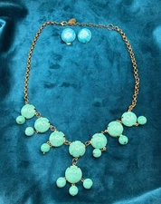 Vintage ZAD and Robért Earring Necklace Pairing Turquoise and Blue Color 21 3/4"