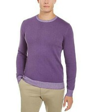 Tasso Elba Mens Purple Contrast Crew Neck Knit Pullover Sweater Various Sizes