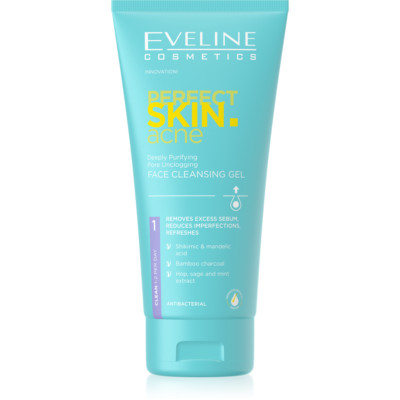 Eveline Cosmetics Perfect Skin Acne Deep Cleansing Gel   Unclogs & Clears Skin