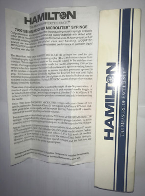 Gas chromatography glass syringe 0.5 microliter Hamilton 7000 5