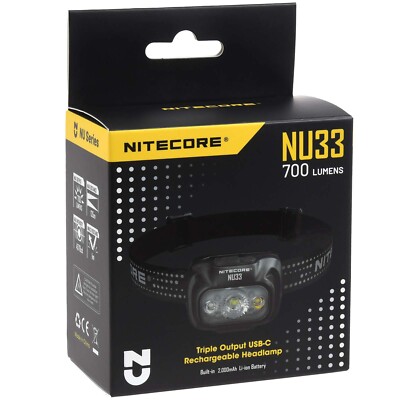 Nitecore NU33 LED Kopflampe, Stirnlampe, Headlamp, USB-C, max. 700 Lumen    Schw