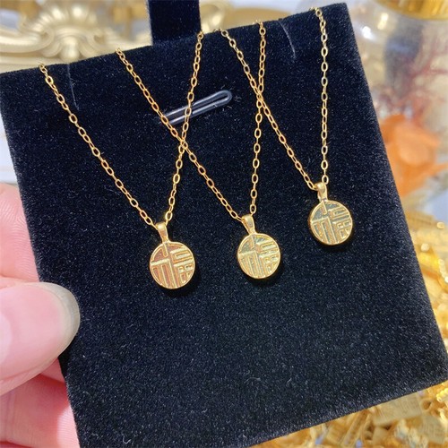 1pcs Pure 999 24K Yellow Gold Pendant 3D Lucky Mini Fu Circle Pendant - Picture 6 of 15