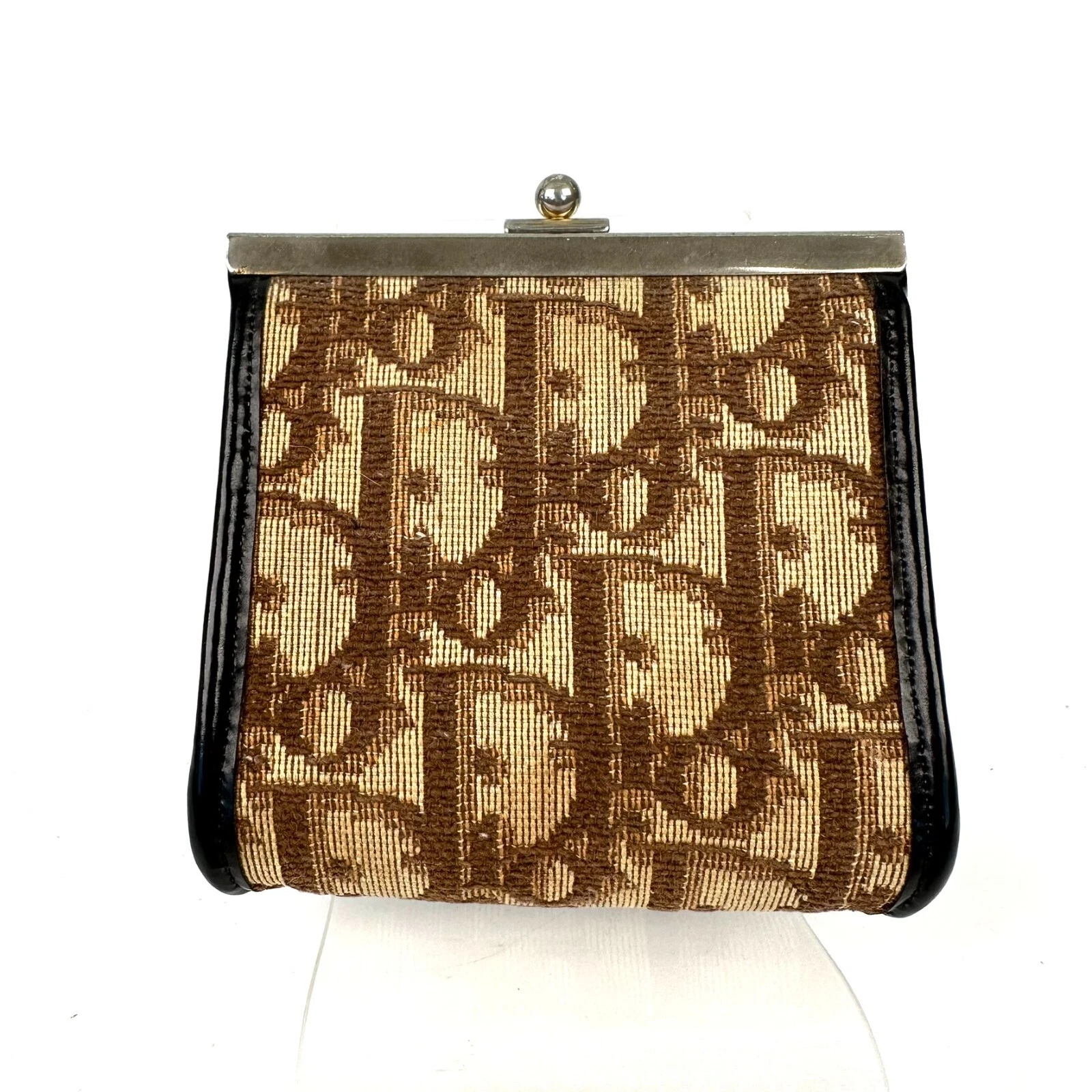 Porte monnaie Christian Dior trotteur toile cuir vintage