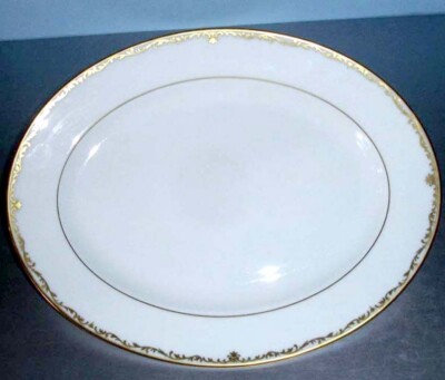 Lenox Coronet Gold Oval Serving Platter 13.25'' Scroll Border USA New No Box