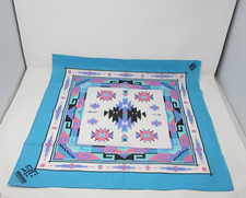 Vtg Bandana Handkerchief Turquoise Pink Southwestern Geometric RN 14193 Advert
