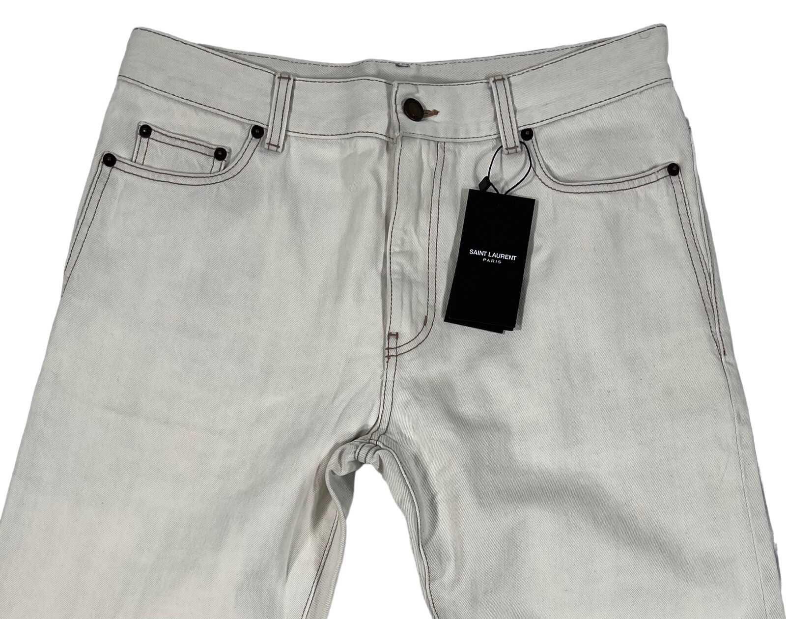 Jeans Saint Laurent grigio bianco sporco taglia 32 Made in Italy