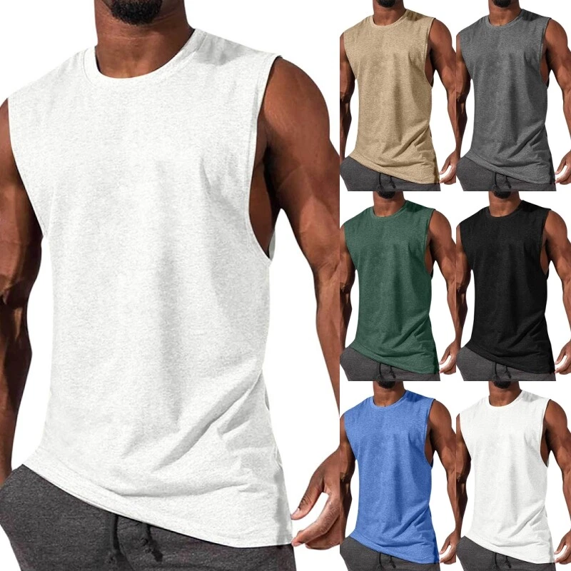 Mens crew neck sleeveless t clearance shirts