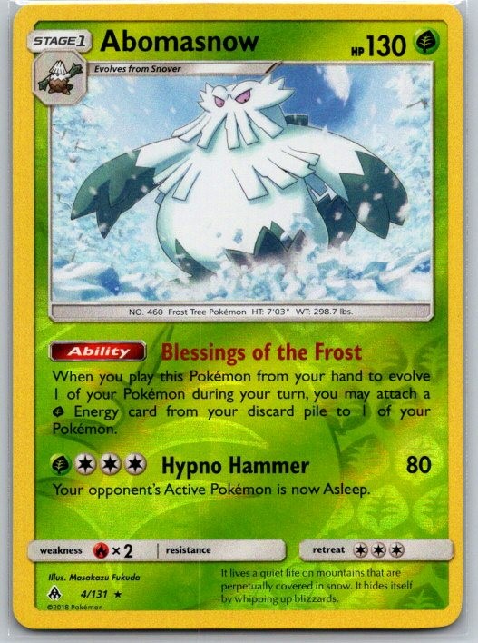 Abomasnow 4/131 Rare Forbidden Light Pokemon Reverse Holo Near Mint