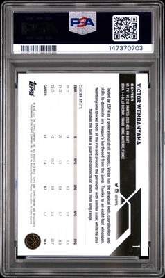 PSA 2023 Topps Chrome Basketball RC Victor Wembanyama Prism