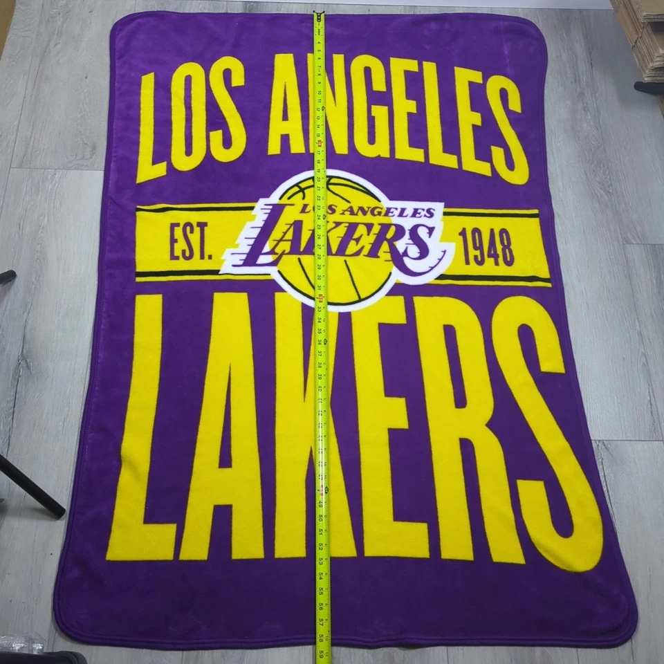 Los Angeles Lakers Blanket Throw 58x39 Purple Gold Spell Out Northwest Plush - Image 3 of 4