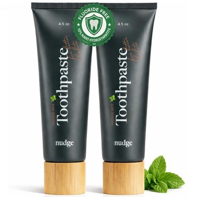 Nudge 10% Nano Hydroxyapatite Toothpaste, Enamel 4.5 Ounce (Pack of 2), White 