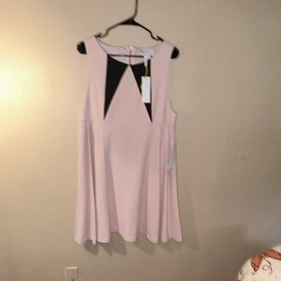 BCBGeneration Pink Black Colorblock A-Line Dress V-Neck Sleeveless Pockets XL
