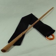 15" Hand Carved Newt Mahogany Wood Magic Wand Wizard Wicca w/ Free Velvet Bag