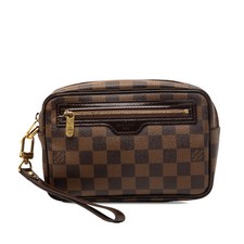 Louis Vuitton Damier Ebene Pochette Billets Macao Pre-Loved Clutch Bag Brown