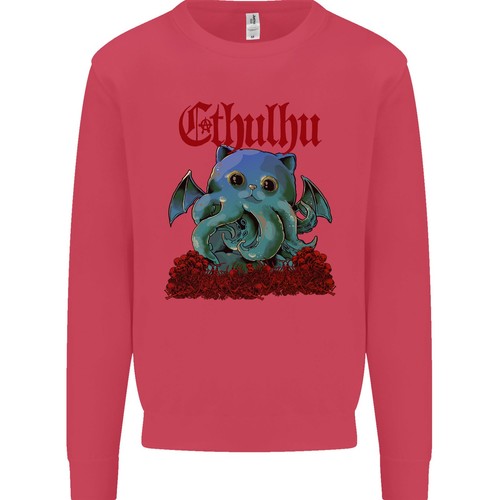 Cathulhu Funny Cat Cthulhu Parody Kraken Kids Sweatshirt Jumper - Picture 11 of 35