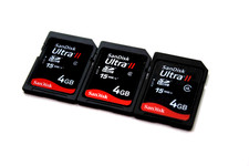 Set of 3 Genuine SANDISK Ultra II 4GB SD HC Memory Card 15mb/s