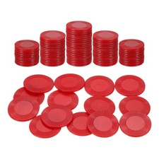 100Pcs 1" Plastic Poker Chips, Bingo Chips Learning Counters, Red, Pattern